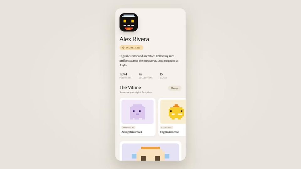 Social & Browser: a profile with its collected icons